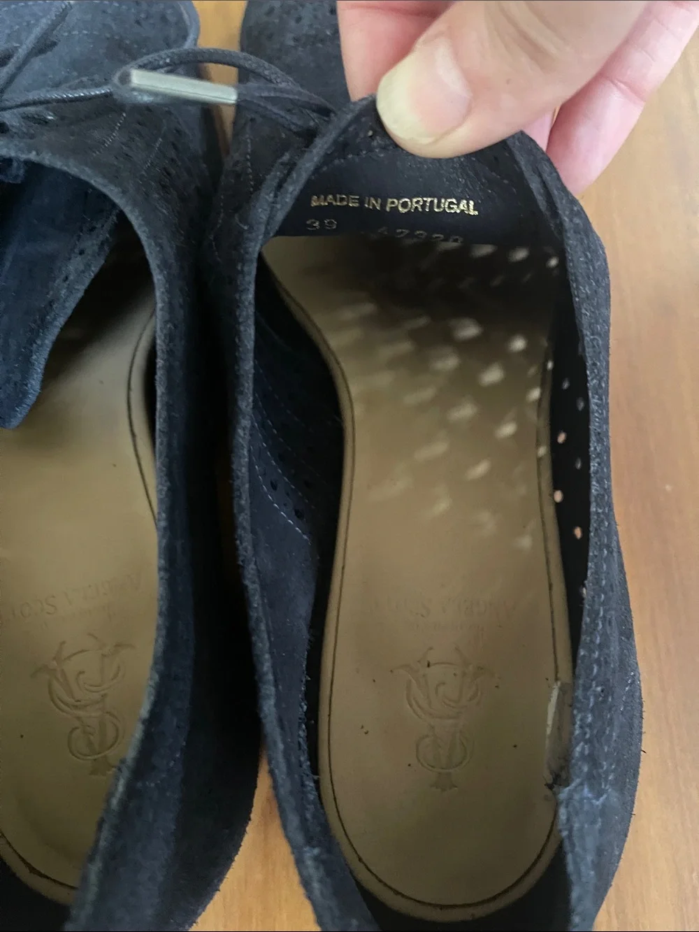Navy Suede Lace-Up Brogue Flats - Classic Women's Loafers